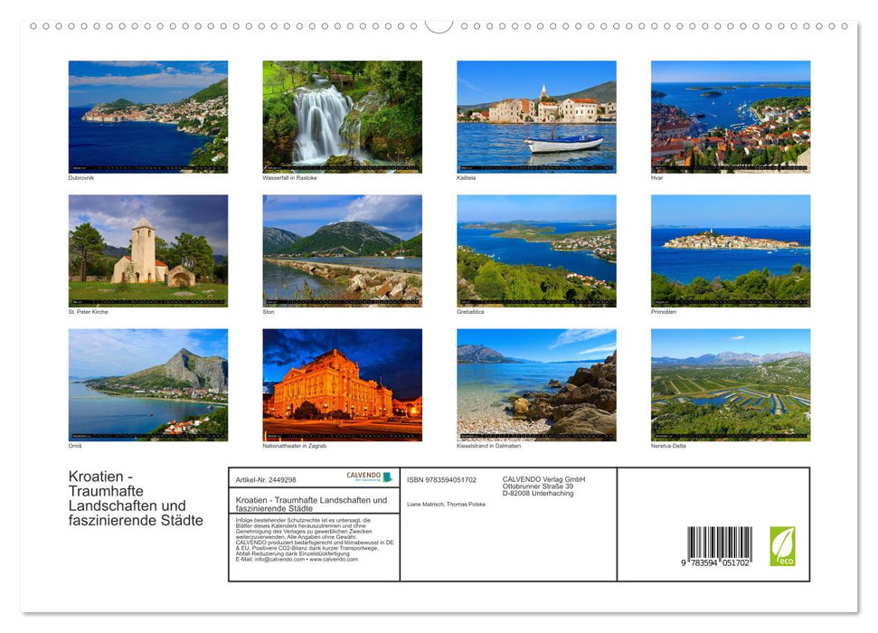 Kroatien - Traumhafte Landschaften und faszinierende Städte (CALVENDO Premium Wandkalender 2027)