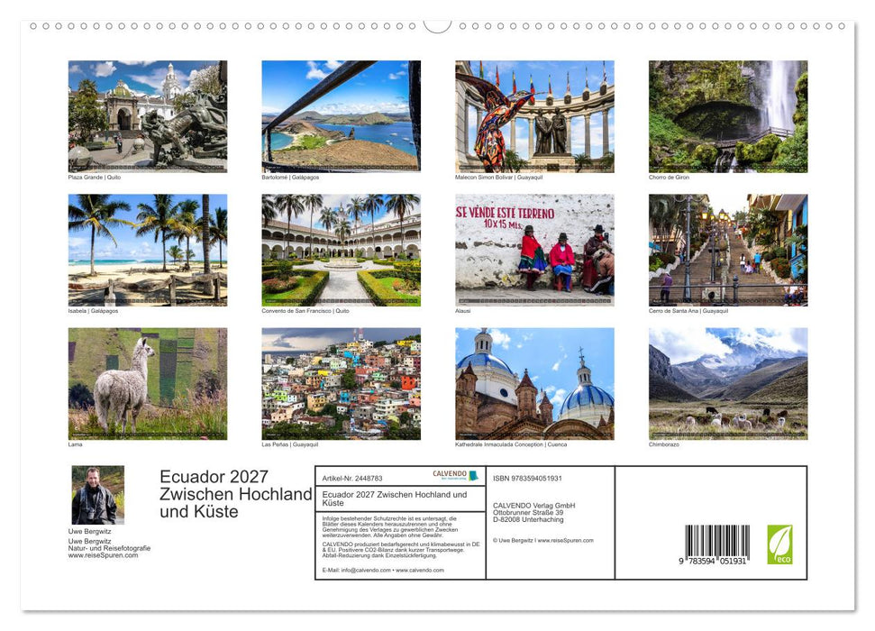 Ecuador 2027 Zwischen Hochland und Küste (CALVENDO Premium Wandkalender 2027)