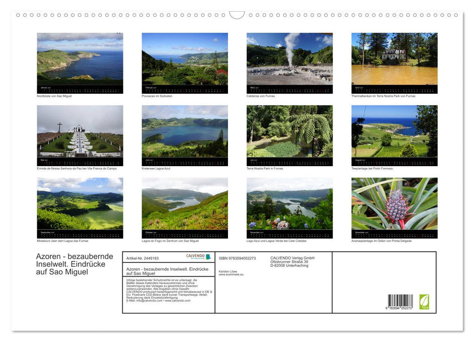 Azoren - bezaubernde Inselwelt. Eindrücke auf Sao Miguel (CALVENDO Wandkalender 2027)