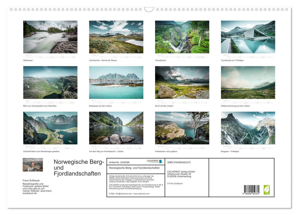 Norwegische Berg- und Fjordlandschaften (CALVENDO Wandkalender 2027)