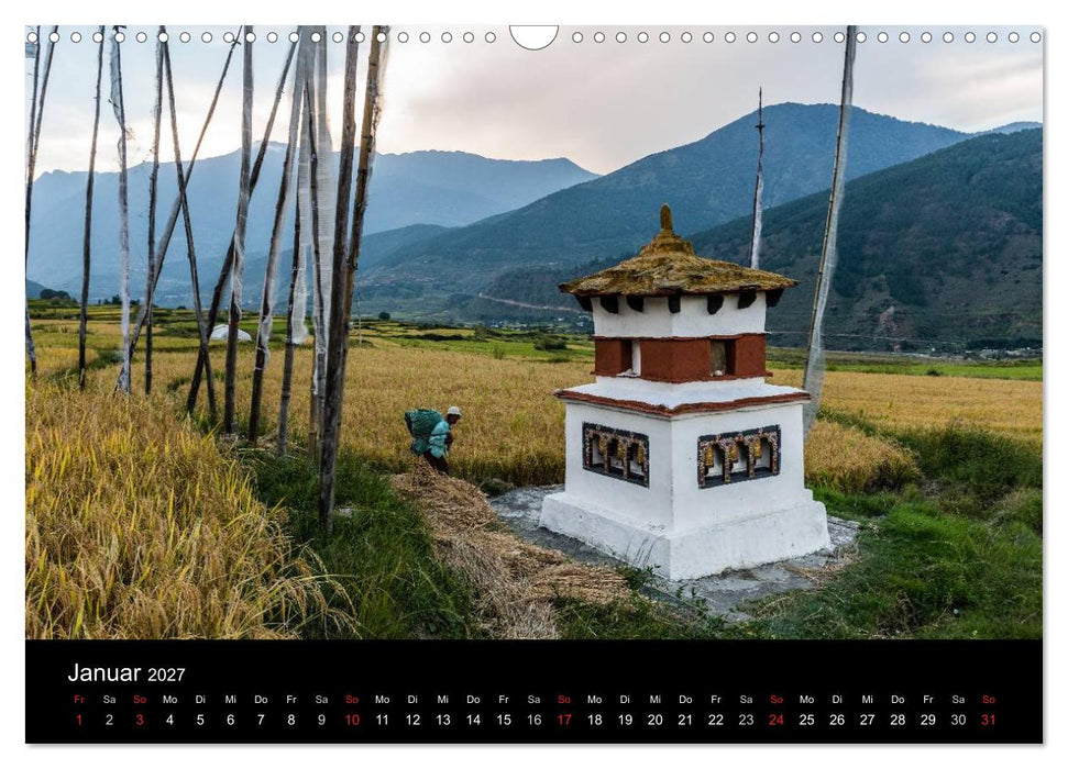 Bhutan - Reise durch das Land des Donnerdrachens (CALVENDO Wandkalender 2027)