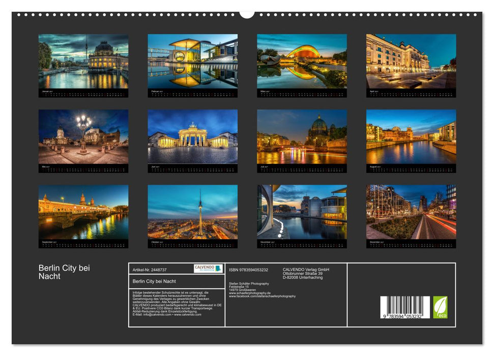 Berlin City bei Nacht (CALVENDO Premium Wandkalender 2027)