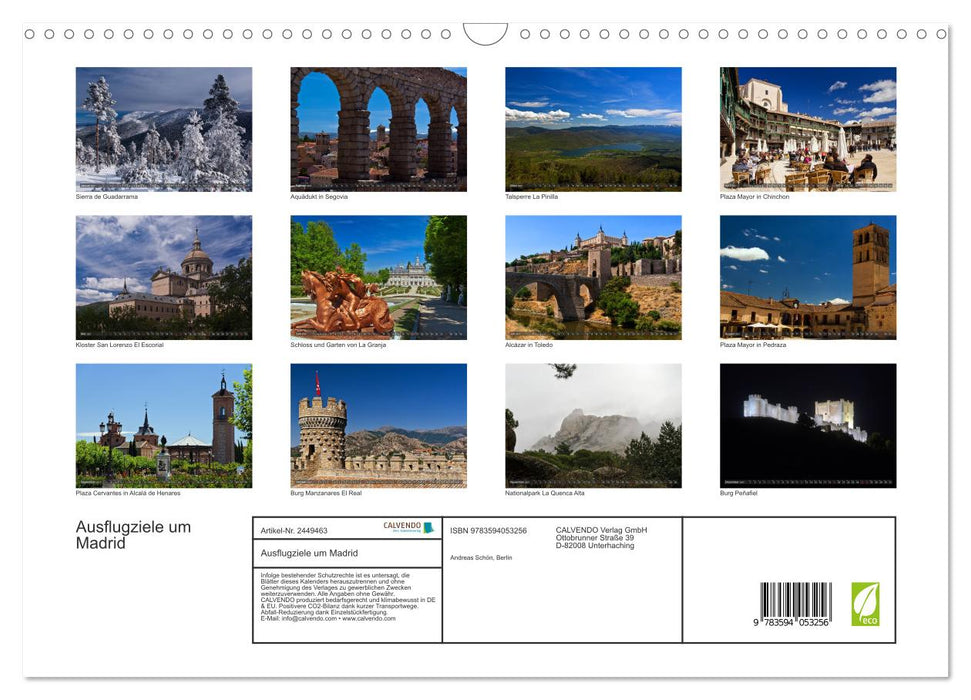 Ausflugziele um Madrid (CALVENDO Wandkalender 2027)