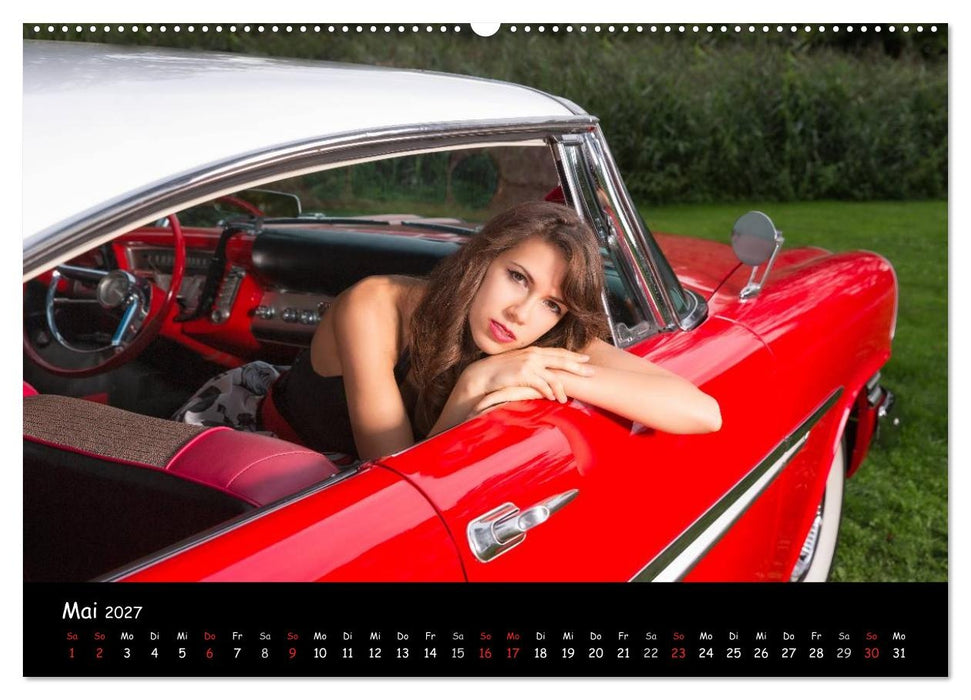 US Car Classics 2027 - Klassische amerikanische Autos und PinUp Girls (CALVENDO Wandkalender 2027)