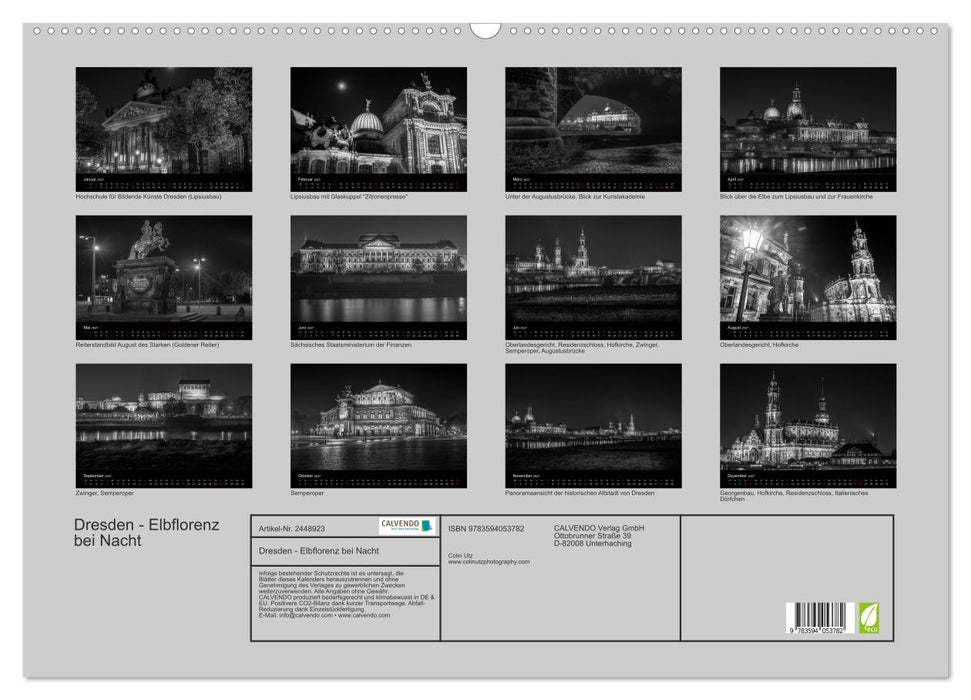 Dresden - Elbflorenz bei Nacht (CALVENDO Wandkalender 2027)