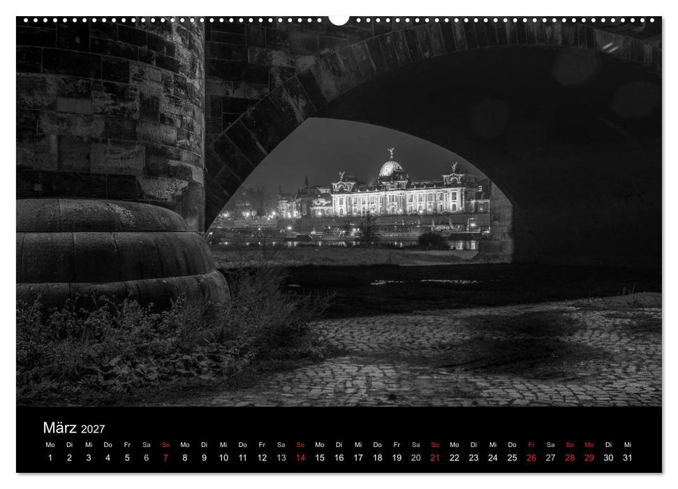 Dresden - Elbflorenz bei Nacht (CALVENDO Wandkalender 2027)