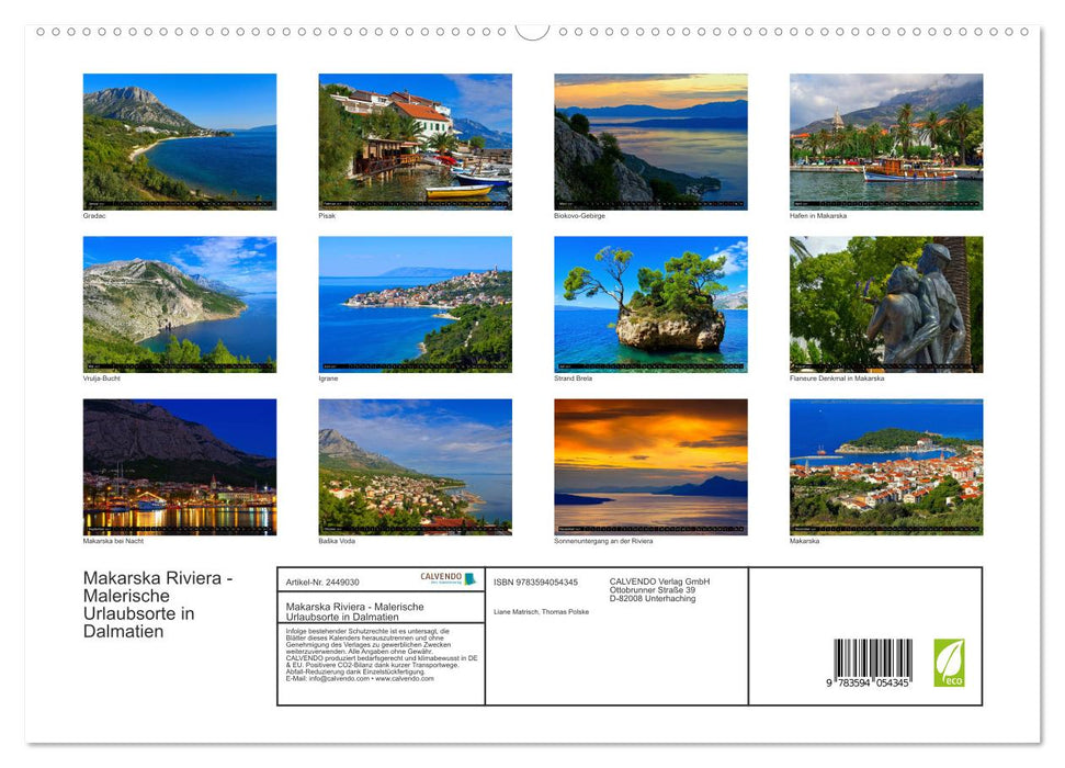Makarska Riviera - Malerische Urlaubsorte in Dalmatien (CALVENDO Premium Wandkalender 2027)