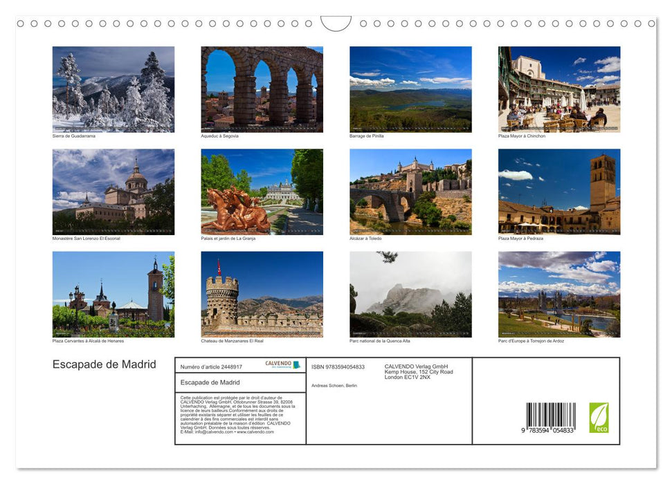 Escapade de Madrid (CALVENDO Calendrier mensuel 2027)