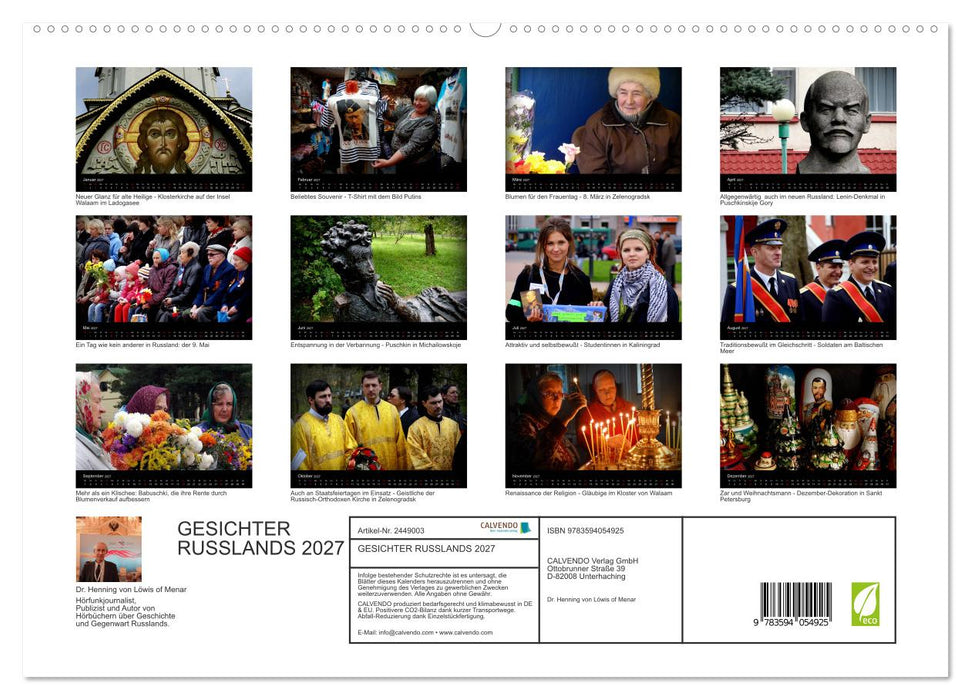 GESICHTER RUSSLANDS 2027 (CALVENDO Premium Wandkalender 2027)