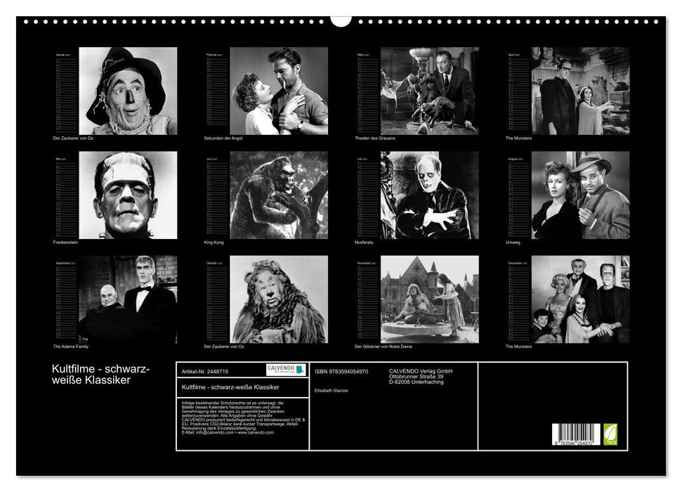 Kultfilme - schwarz-weiße Klassiker (CALVENDO Wandkalender 2027)