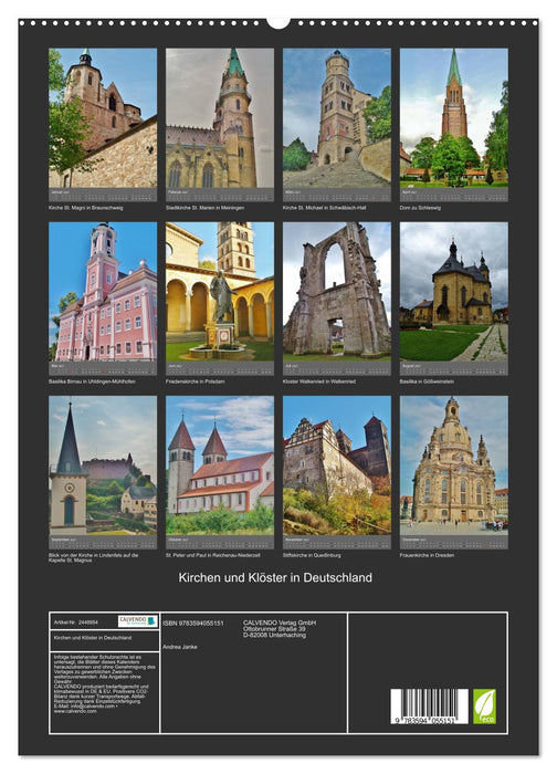 Kirchen und Klöster in Deutschland (CALVENDO Premium Wandkalender 2027)