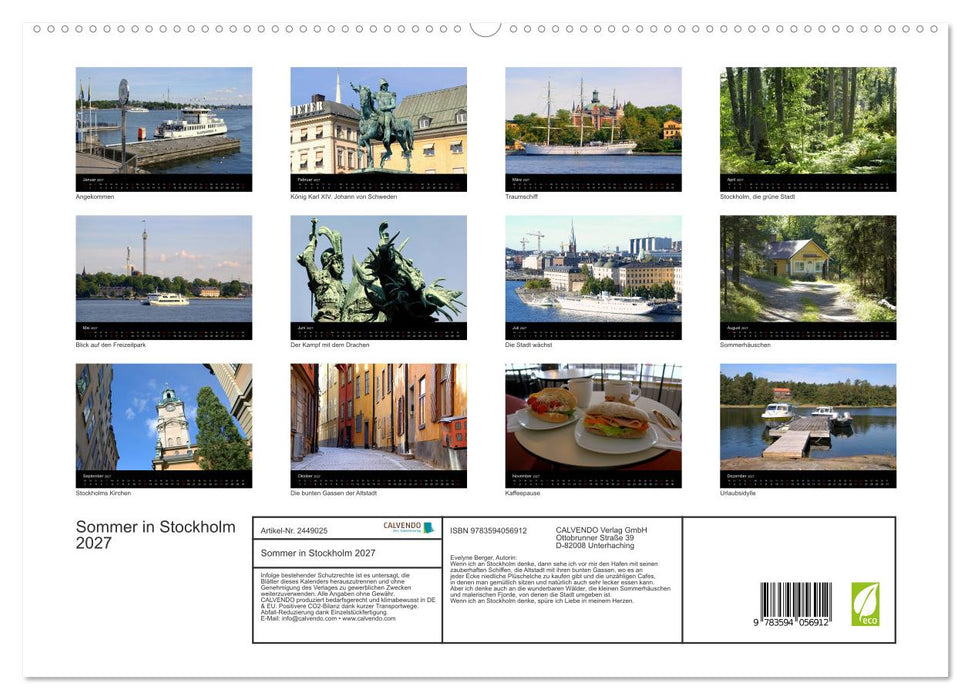 Sommer in Stockholm 2027 (CALVENDO Premium Wandkalender 2027)