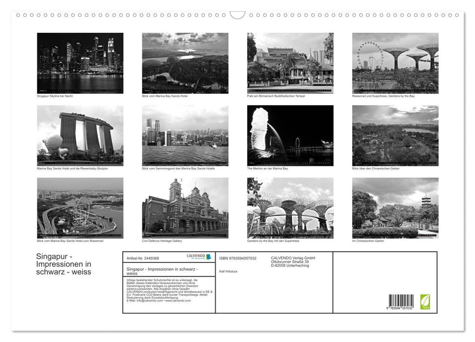 Singapur - Impressionen in schwarz - weiss (CALVENDO Wandkalender 2027)