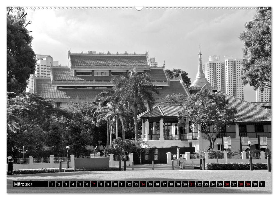 Singapur - Impressionen in schwarz - weiss (CALVENDO Wandkalender 2027)