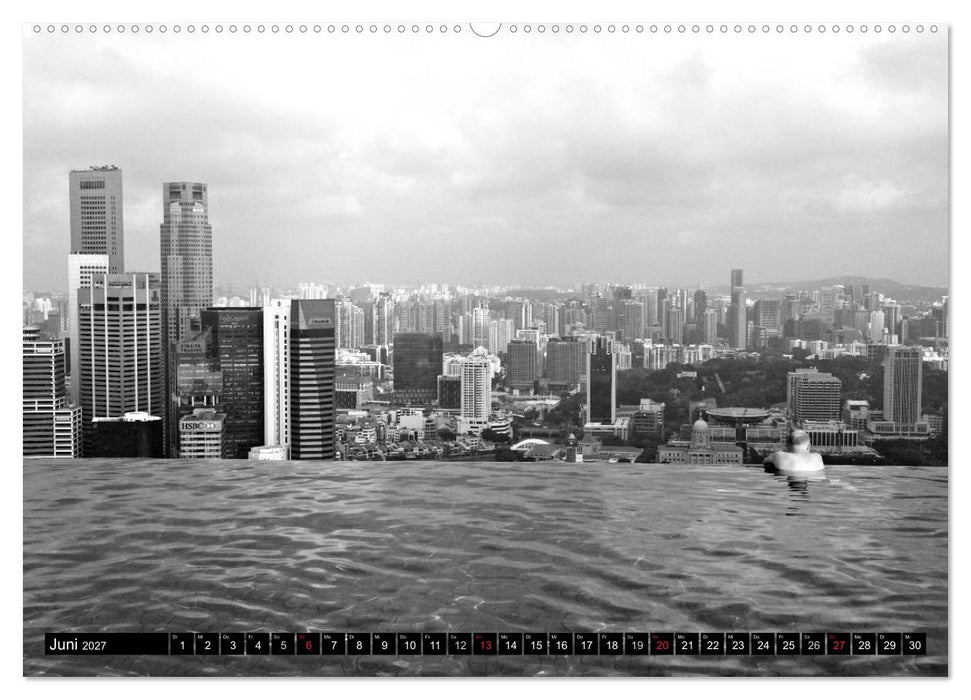 Singapur - Impressionen in schwarz - weiss (CALVENDO Wandkalender 2027)