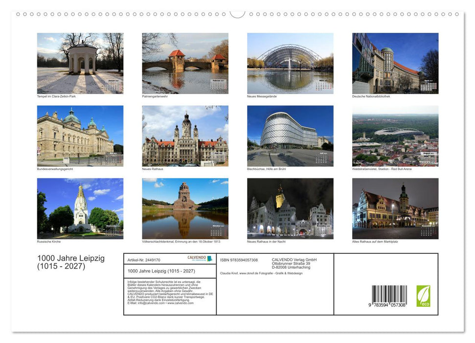 1000 Jahre Leipzig (1015 - 2027) (CALVENDO Premium Wandkalender 2027)