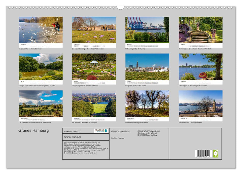 Grünes Hamburg (CALVENDO Wandkalender 2027)