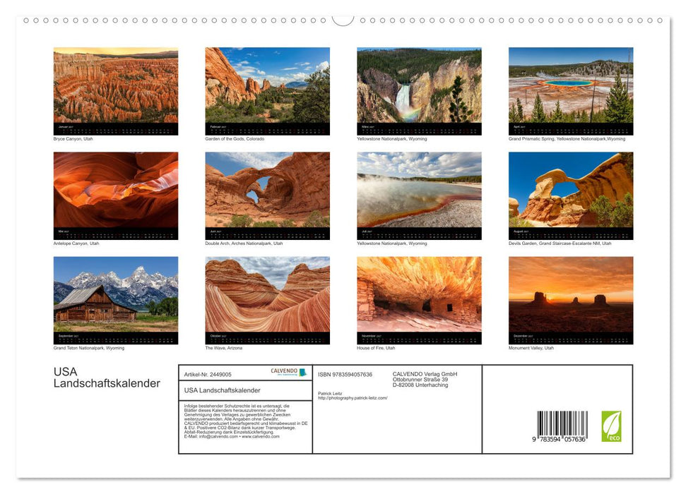 USA Landschaftskalender (CALVENDO Premium Wandkalender 2027)