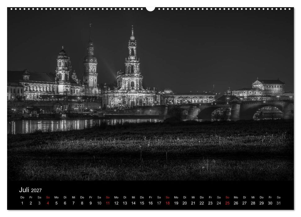 Dresden - Elbflorenz bei Nacht (CALVENDO Premium Wandkalender 2027)