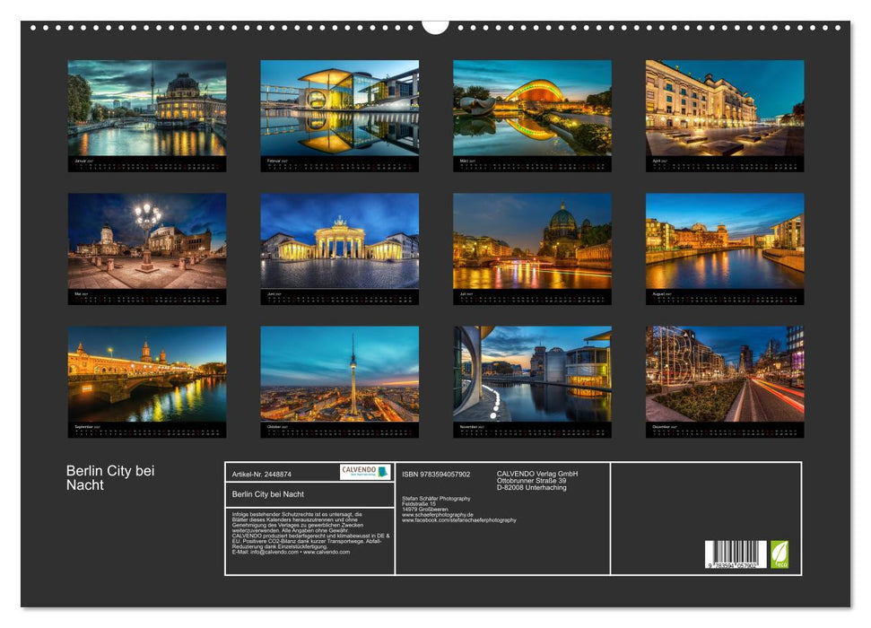 Berlin City bei Nacht (CALVENDO Wandkalender 2027)