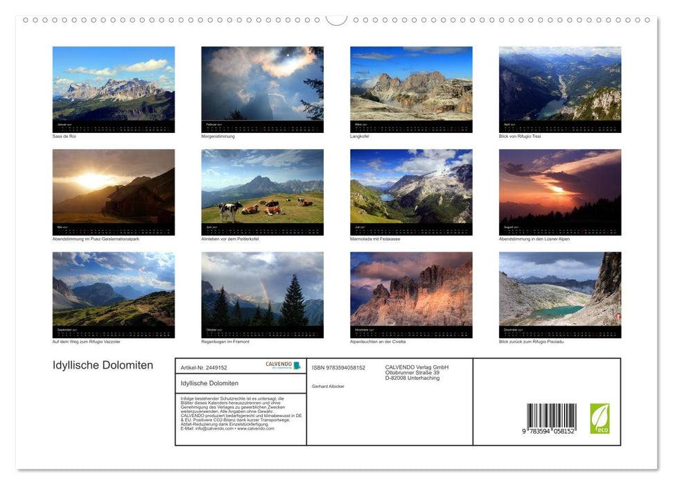 Idyllische Dolomiten (CALVENDO Premium Wandkalender 2027)
