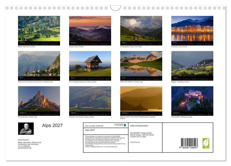 Alps 2027 (CALVENDO Monthly Calendar 2027)