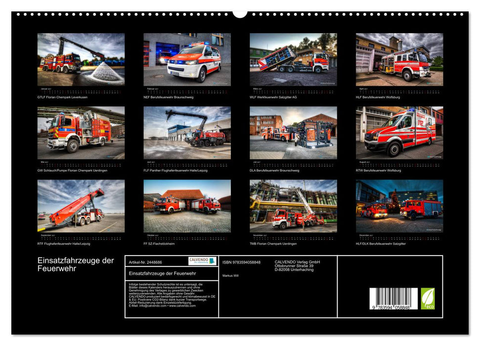 Einsatzfahrzeuge der Feuerwehr (CALVENDO Premium Wandkalender 2027)