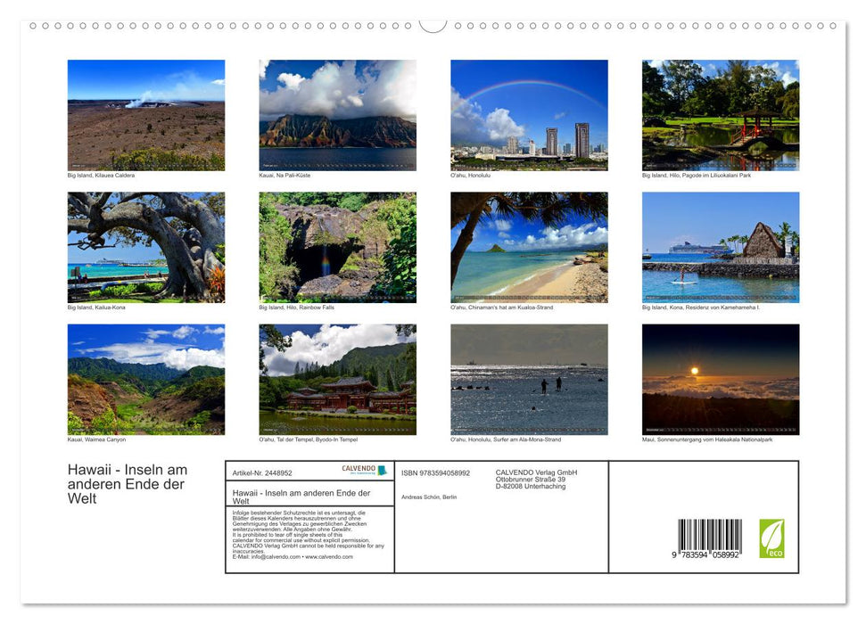 Hawaii - Inseln am anderen Ende der Welt (CALVENDO Premium Wandkalender 2027)