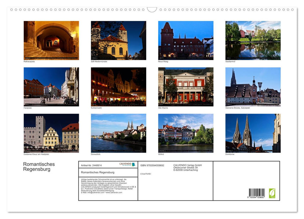 Romantisches Regensburg (CALVENDO Wandkalender 2027)
