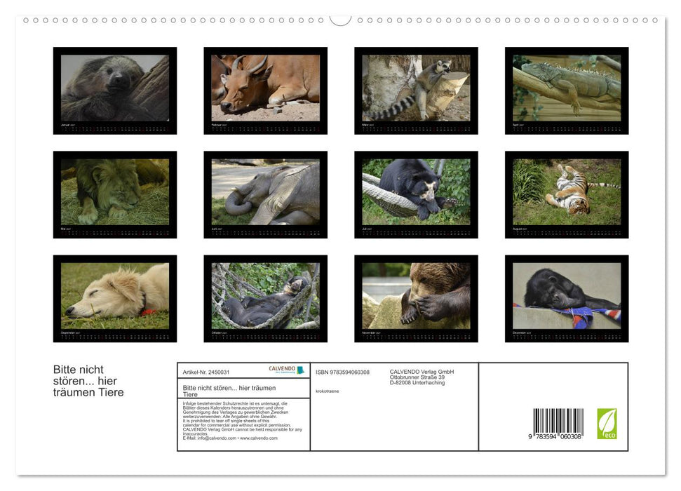 Bitte nicht stören... hier träumen Tiere (CALVENDO Premium Wandkalender 2027)