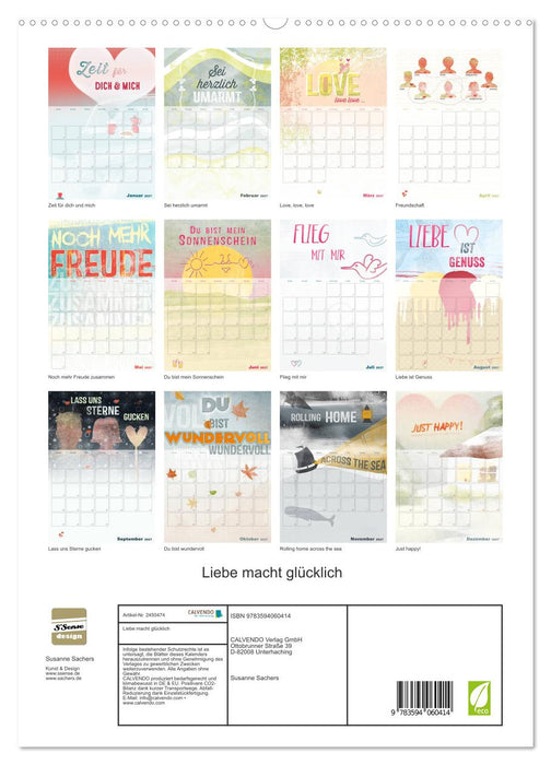 Liebe macht glücklich (CALVENDO Premium Wandkalender 2027)