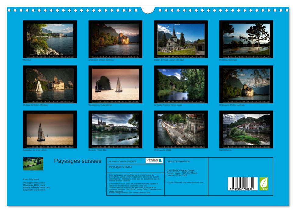 Paysages suisses (CALVENDO Calendrier mensuel 2027)