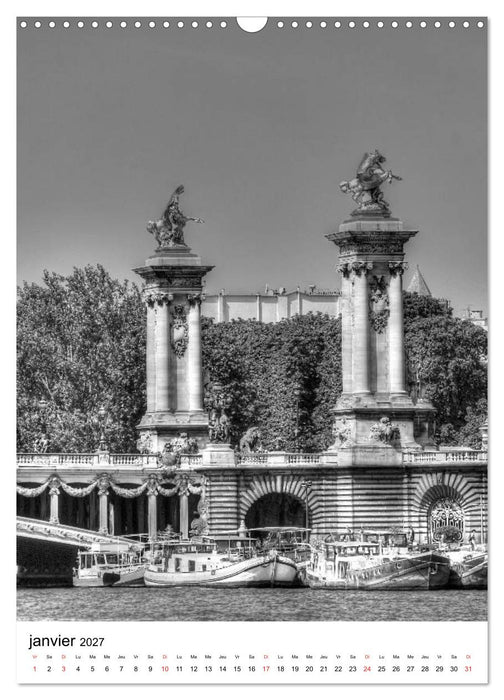 Paris noir blanc (CALVENDO Calendrier mensuel 2027)
