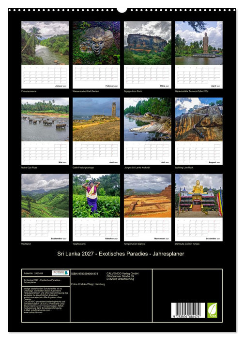 Sri Lanka 2027 - Exotisches Paradies - Jahresplaner (CALVENDO Premium Wandkalender 2027)