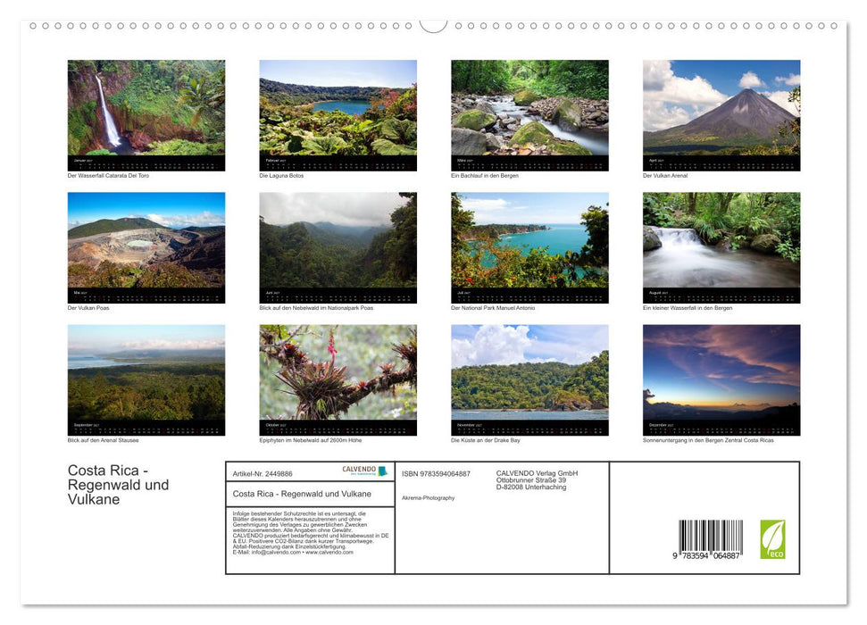 Costa Rica - Regenwald und Vulkane (CALVENDO Premium Wandkalender 2027)