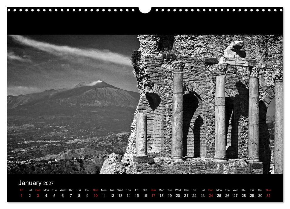 Black and White Sicily (CALVENDO Monthly Calendar 2027)