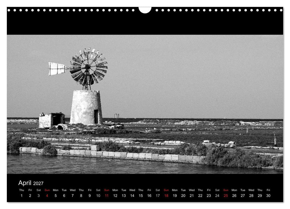 Black and White Sicily (CALVENDO Monthly Calendar 2027)