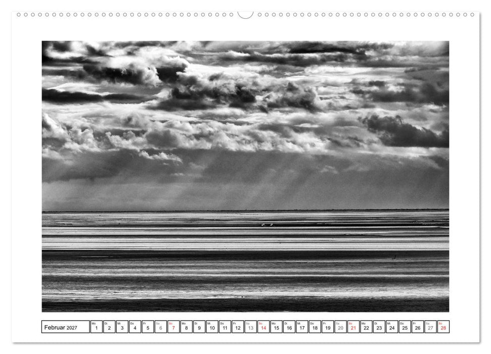 Am Strand von St. Peter-Ording SCHWARZ-WEISS (CALVENDO Wandkalender 2027)