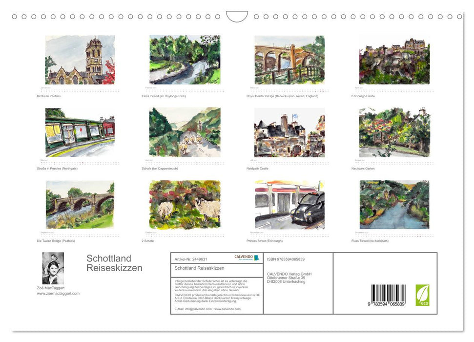 Schottland Reiseskizzen (CALVENDO Wandkalender 2027)
