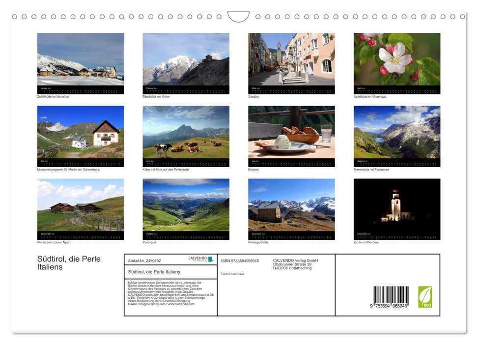 Südtirol, die Perle Italiens (CALVENDO Wandkalender 2027)