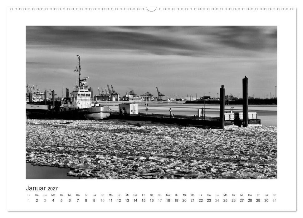 Hamburg in schwarz-weiss (CALVENDO Wandkalender 2027)