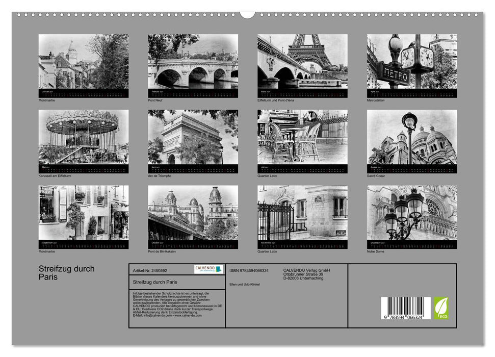 Streifzug durch Paris (CALVENDO Premium Wandkalender 2027)