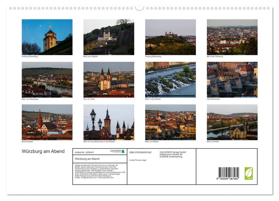 Würzburg am Abend (CALVENDO Premium Wandkalender 2027)