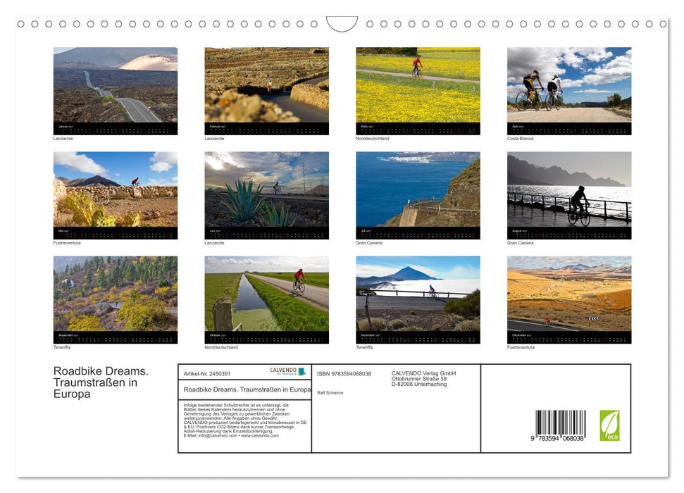 Roadbike Dreams. Traumstraßen in Europa (CALVENDO Wandkalender 2027)