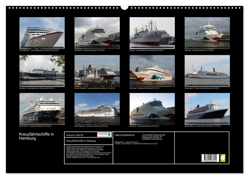 Kreuzfahrtschiffe in Hamburg (CALVENDO Wandkalender 2027)