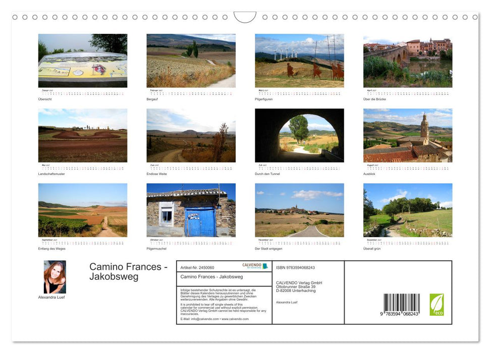 Camino Frances - Jakobsweg (CALVENDO Wandkalender 2027)