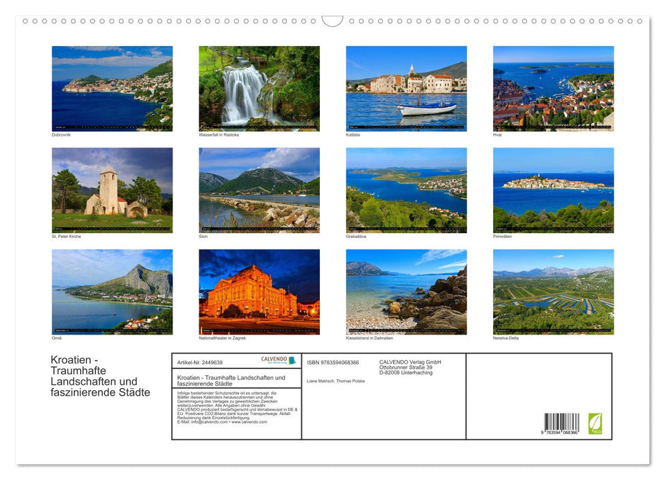 Kroatien - Traumhafte Landschaften und faszinierende Städte (CALVENDO Wandkalender 2027)