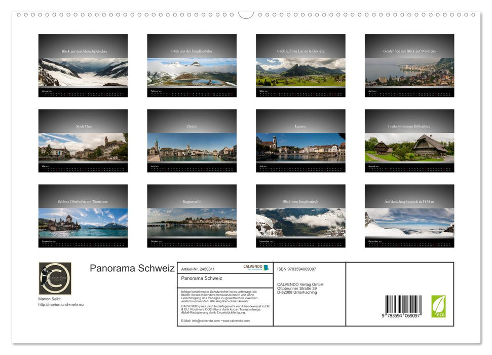Panorama Schweiz (CALVENDO Premium Wandkalender 2027)