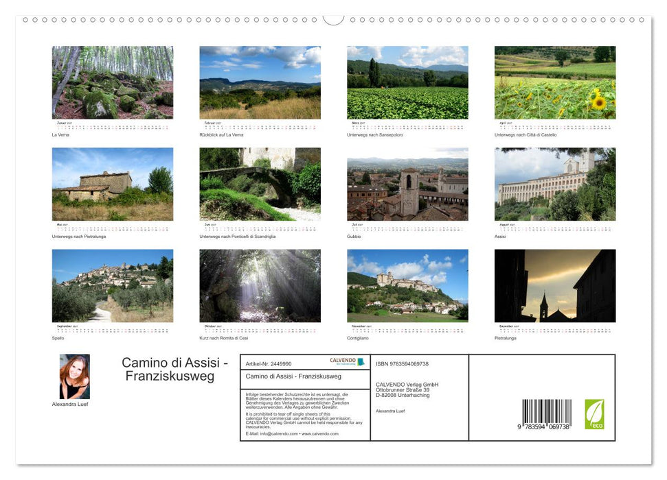 Camino di Assisi - Franziskusweg (CALVENDO Premium Wandkalender 2027)
