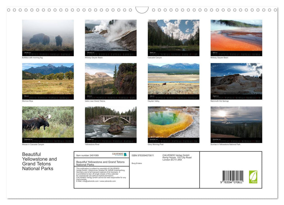 Beautiful Yellowstone and Grand Tetons National Parks (CALVENDO Monthly Calendar 2027)